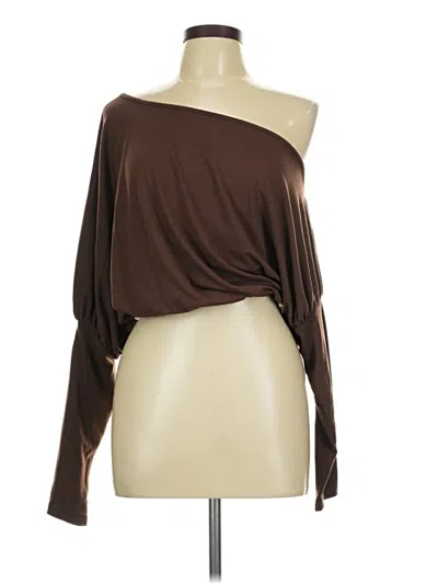 Pre-owned Shein Long Sleeve Top Brown One Shoulder Neckline Tops