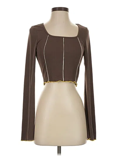 Pre-owned Shein Long Sleeve Top Brown Square Neckline Tops