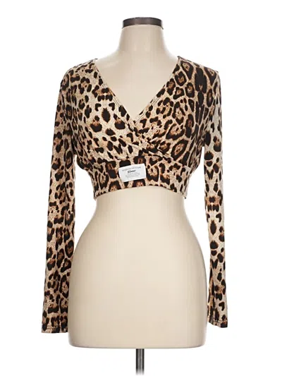 Pre-owned Shein Long Sleeve Top Brown Sweetheart Neckline Tops