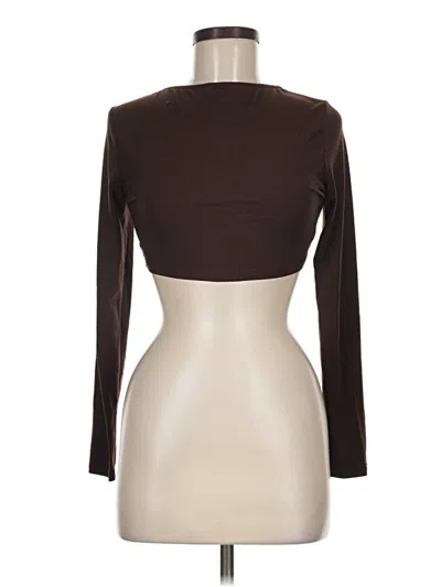 Pre-owned Shein Long Sleeve Top Brown Sweetheart Neckline Tops