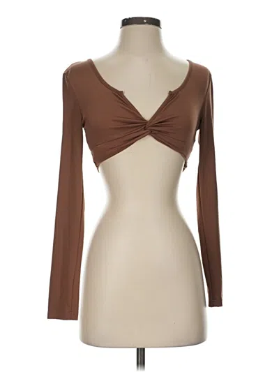 Pre-owned Shein Long Sleeve Top Brown Sweetheart Neckline Tops