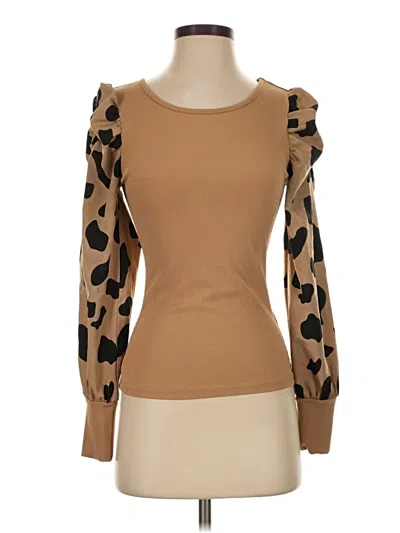 Pre-owned Shein Long Sleeve Top Brown Sweetheart Neckline Tops