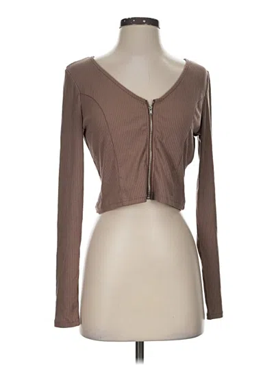 Pre-owned Shein Long Sleeve Top Brown Sweetheart Neckline Tops