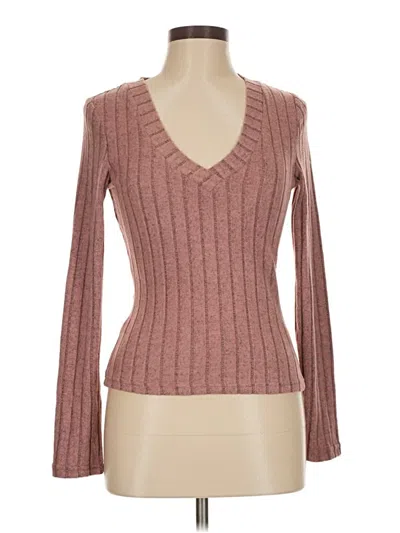 Pre-owned Shein Long Sleeve Top Brown V Neck Tops
