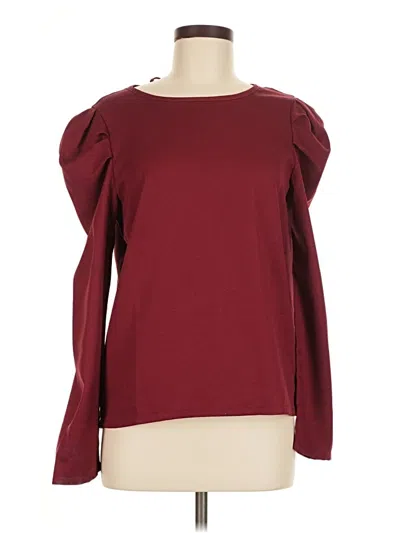 Pre-owned Shein Long Sleeve Top Burgundy Boatneck Tops