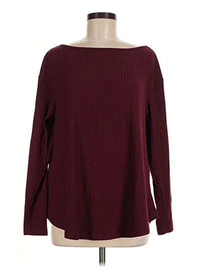 Pre-owned Shein Long Sleeve Top Burgundy Boatneck Tops