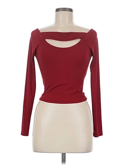 Pre-owned Shein Long Sleeve Top Burgundy Keyhole Neckline Tops