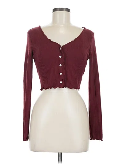 Pre-owned Shein Long Sleeve Top Burgundy Sweetheart Neckline Tops