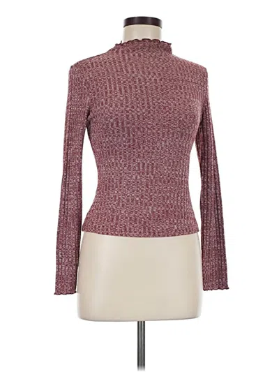 Pre-owned Shein Long Sleeve Top Burgundy Turtleneck Tops