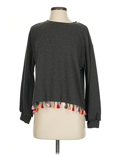 Pre-owned Shein Long Sleeve Top Gray Boatneck Tops