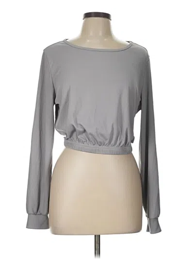 Pre-owned Shein Long Sleeve Top Gray Boatneck Tops