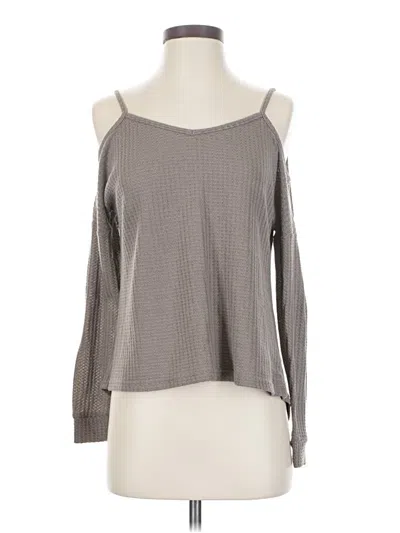 Pre-owned Shein Long Sleeve Top Gray Cold Shoulder Neckline Tops