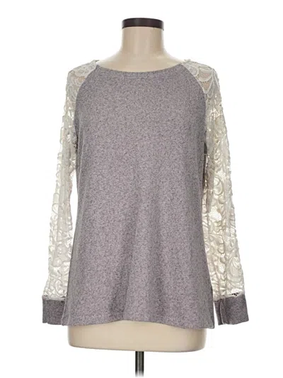 Pre-owned Shein Long Sleeve Top Gray Crew Neck Tops