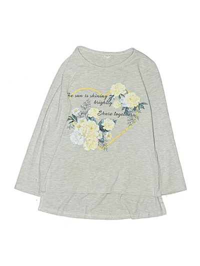Pre-owned Shein Kids' Long Sleeve Top Gray Crew Neck Tops
