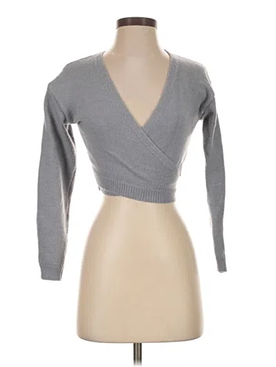 Pre-owned Shein Long Sleeve Top Gray Plunge Neckline Tops