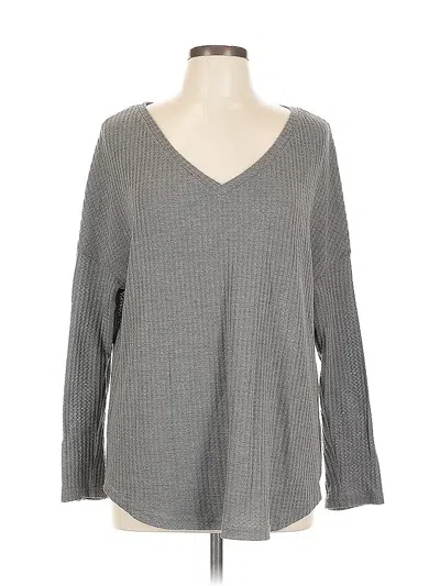 Pre-owned Shein Long Sleeve Top Gray V Neck Tops