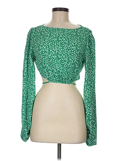 Pre-owned Shein Long Sleeve Top Green Boatneck Tops
