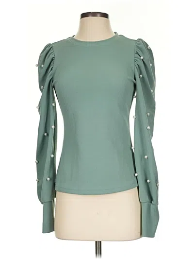 Pre-owned Shein Long Sleeve Top Green Keyhole Neckline Tops