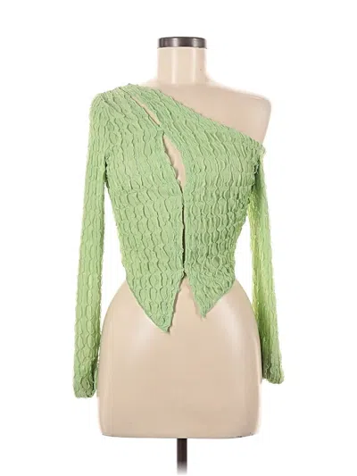 Pre-owned Shein Long Sleeve Top Green One Shoulder Neckline Tops