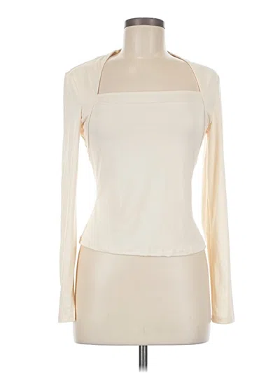 Pre-owned Shein Long Sleeve Top Ivory Halter Neckline Tops In White