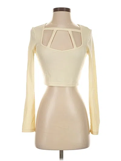 Pre-owned Shein Long Sleeve Top Ivory Keyhole Neckline Tops In White