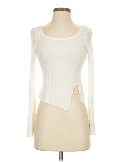 Pre-owned Shein Long Sleeve Top Ivory One Shoulder Neckline Tops In White