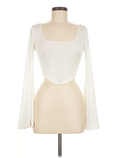 Pre-owned Shein Long Sleeve Top Ivory Square Neckline Tops In White