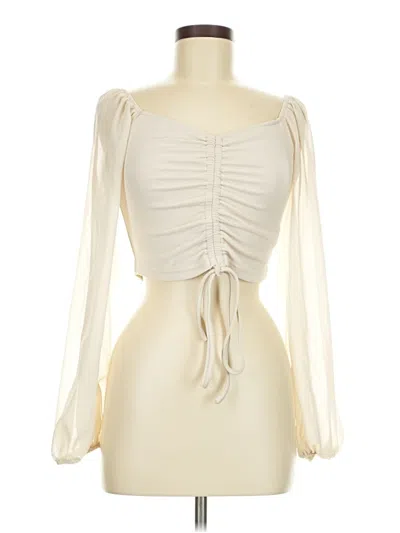 Pre-owned Shein Long Sleeve Top Ivory Sweetheart Neckline Tops In White