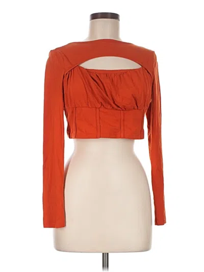 Pre-owned Shein Long Sleeve Top Orange One Shoulder Neckline Tops