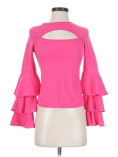 Pre-owned Shein Long Sleeve Top Pink Cold Shoulder Neckline Tops