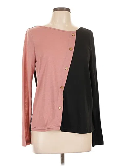 Pre-owned Shein Long Sleeve Top Pink Color Block Pattern Boatneck Tops