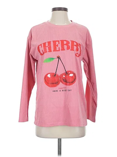 Pre-owned Shein Long Sleeve Top Pink Crew Neck Tops