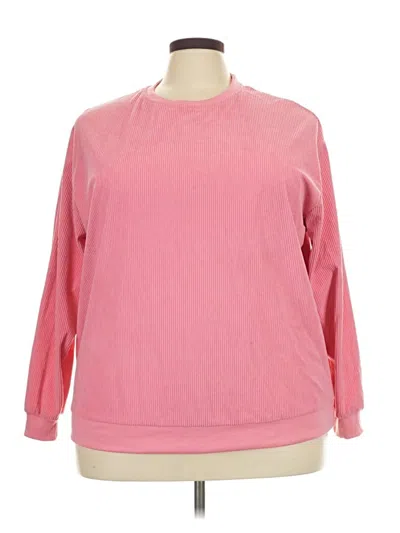 Pre-owned Shein Long Sleeve Top Pink Crew Neck Tops