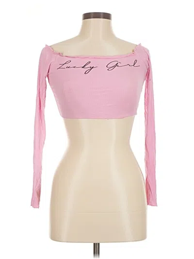 Pre-owned Shein Long Sleeve Top Pink Sweetheart Neckline Tops
