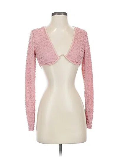 Shein Long Sleeve Top Pink Sweetheart Neckline Tops In Multi