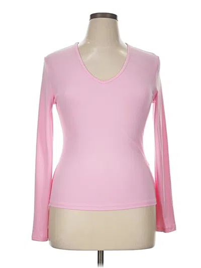 Pre-owned Shein Long Sleeve Top Pink V Neck Tops
