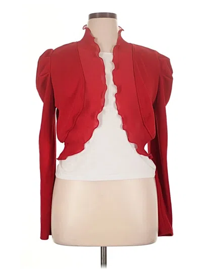 Pre-owned Shein Long Sleeve Top Red Ruffles Neckline Tops