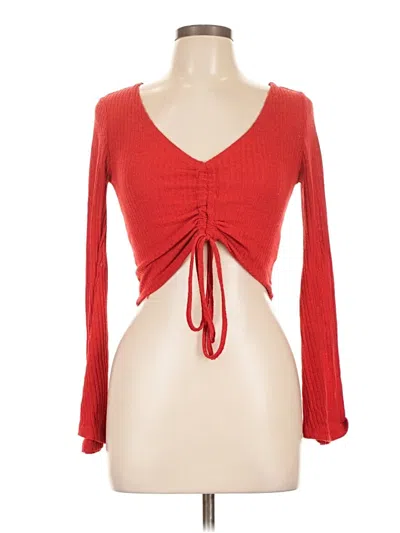 Pre-owned Shein Long Sleeve Top Red Sweetheart Neckline Tops