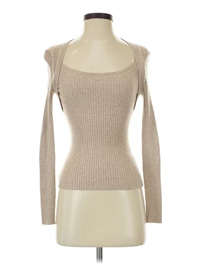 Pre-owned Shein Long Sleeve Top Tan Cold Shoulder Neckline Tops