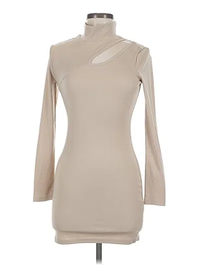 Pre-owned Shein Long Sleeve Top Tan One Shoulder Neckline Tops In Brown