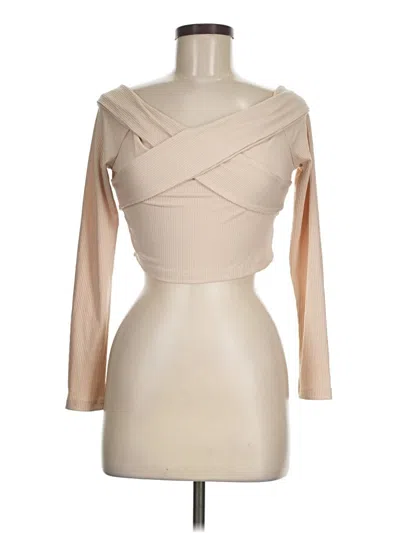 Pre-owned Shein Long Sleeve Top Tan One Shoulder Neckline Tops In Brown