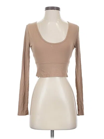 Pre-owned Shein Long Sleeve Top Tan Scoop Neck Tops