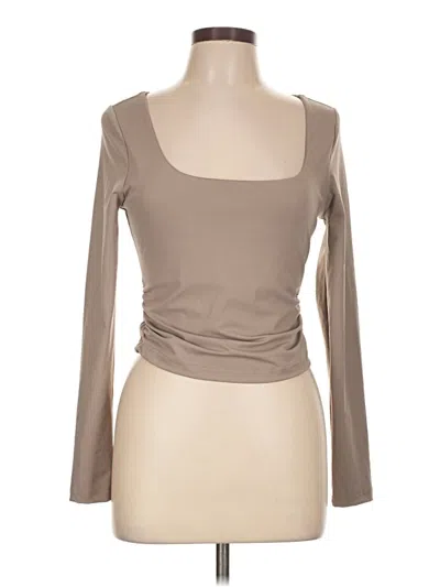 Pre-owned Shein Long Sleeve Top Tan Square Neckline Tops