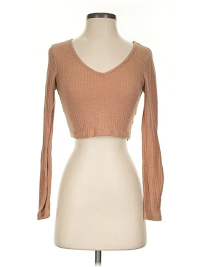 Pre-owned Shein Long Sleeve Top Tan Sweetheart Neckline Tops