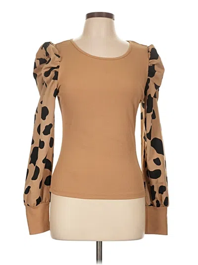Pre-owned Shein Long Sleeve Top Tan Sweetheart Neckline Tops