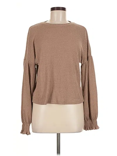 Pre-owned Shein Long Sleeve Top Tan Turtleneck Tops In Brown