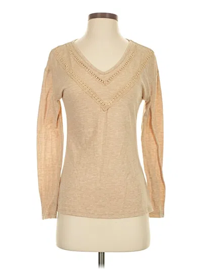 Pre-owned Shein Long Sleeve Top Tan V Neck Tops In Brown