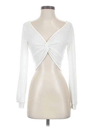 Pre-owned Shein Long Sleeve Top White Plunge Neckline Tops