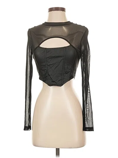 Pre-owned Shein Long Sleeve T-shirt In Black