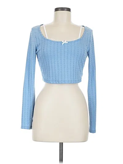 Pre-owned Shein Long Sleeve T-shirt In Blue